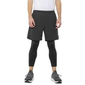 Skora Men’s Woven Stretch 7” Running Shorts with Tights Pants Black Small